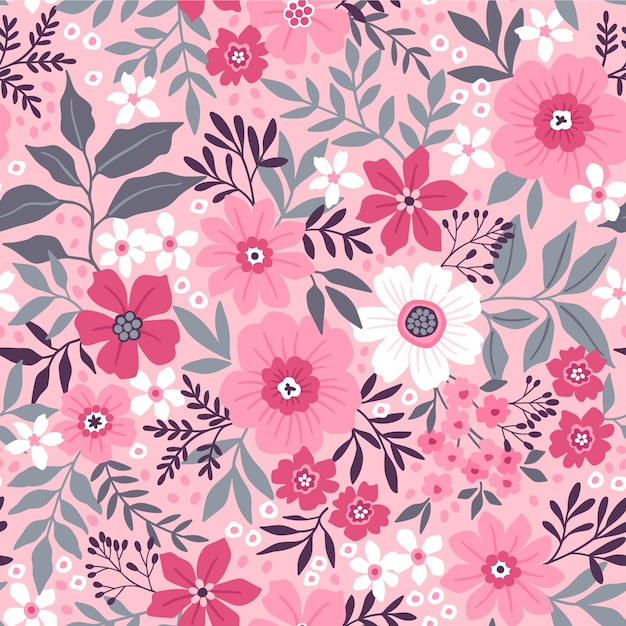 Seamless Floral Pattern . Small Pink Flowers.