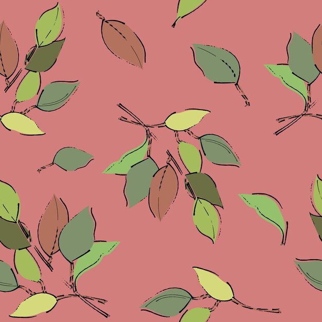 Seamless floral pattern vector illustration of flowers and leaves