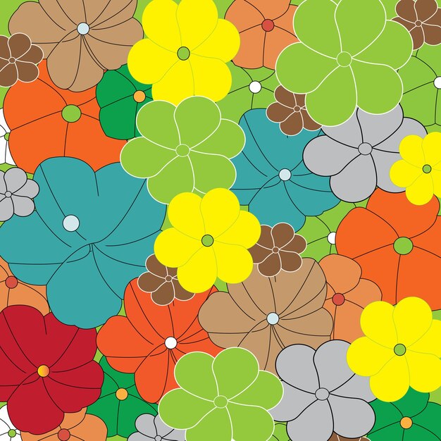 원활한 꽃 패턴 원활한 패턴 꽃 최소한의 스타일의 벡터 세트