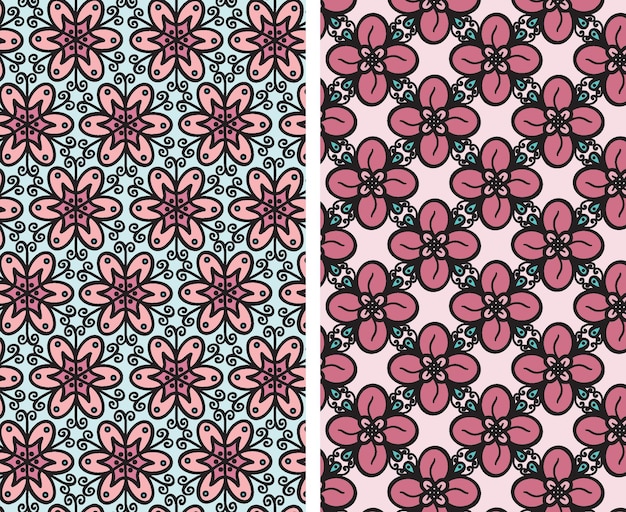 seamless floral pattern vector set