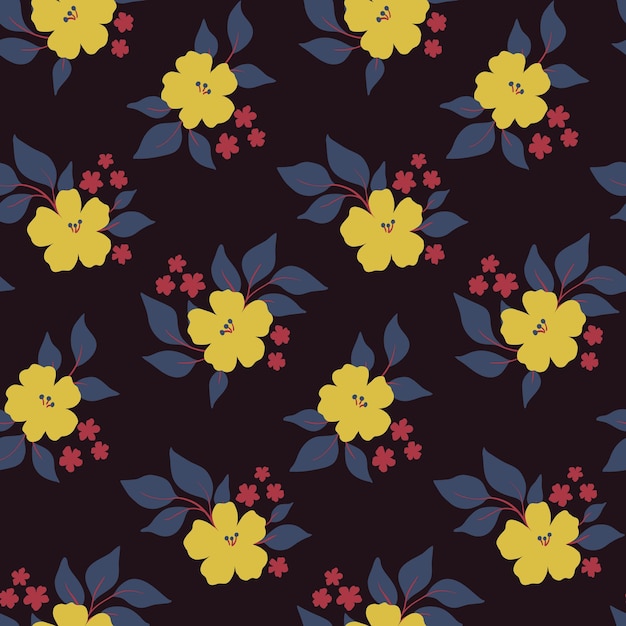 Seamless floral pattern Vintage ditsy with flowers bouquets in folk style Vector