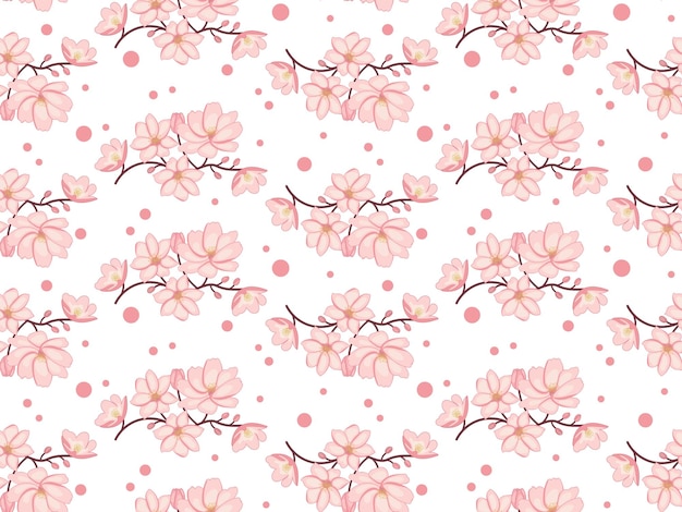 Seamless floral pattern white background Artistic image of spring blossoming trees Vector endless