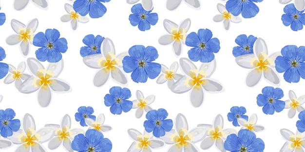 Vector seamless floral pattern with blue flowers realistic small flowers spring mood decor