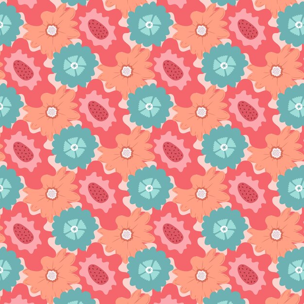 Seamless floral pattern with bright large creative flowers Floral abstract background