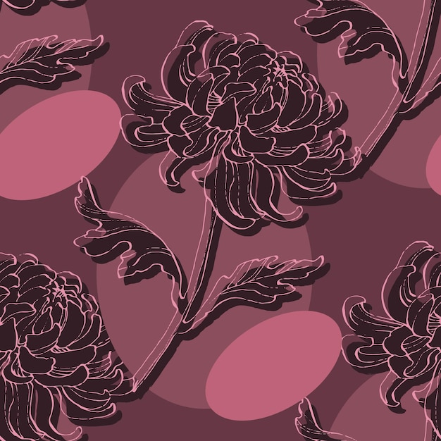 Vector seamless floral pattern with chrysanthemums