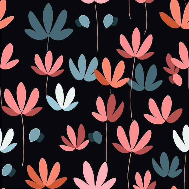 Seamless floral pattern with colorful flowers collage pattern