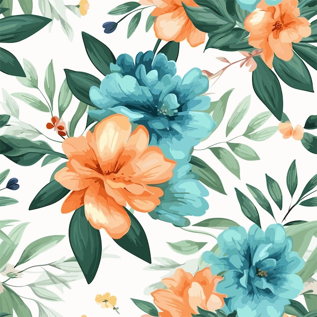 Seamless floral pattern with colorful flowers collage pattern