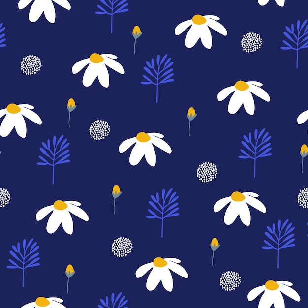 Seamless floral pattern with daisies. Vector daisy background for fabric, wrapping, textile, wallpap