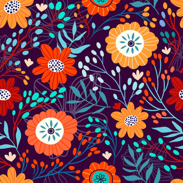 Seamless floral pattern with flowers
