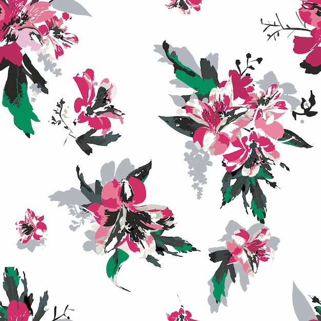 Vector seamless floral pattern with flowers