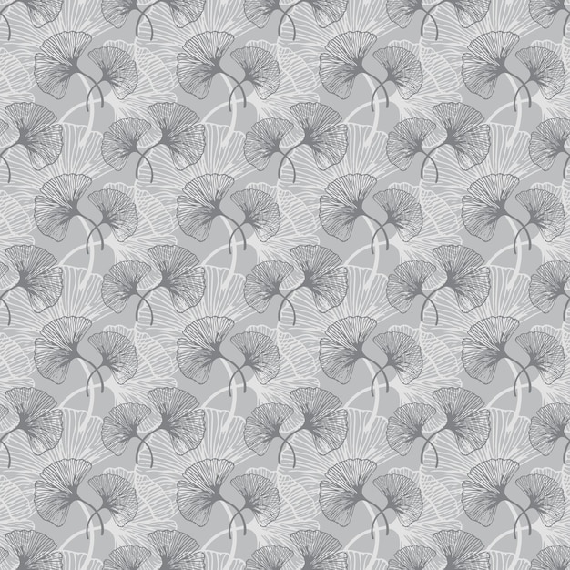 Seamless floral pattern with graphic ginkgo leaves graphic ginkgo leaves on vector