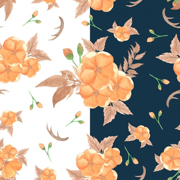 Seamless floral pattern with orange flowers 