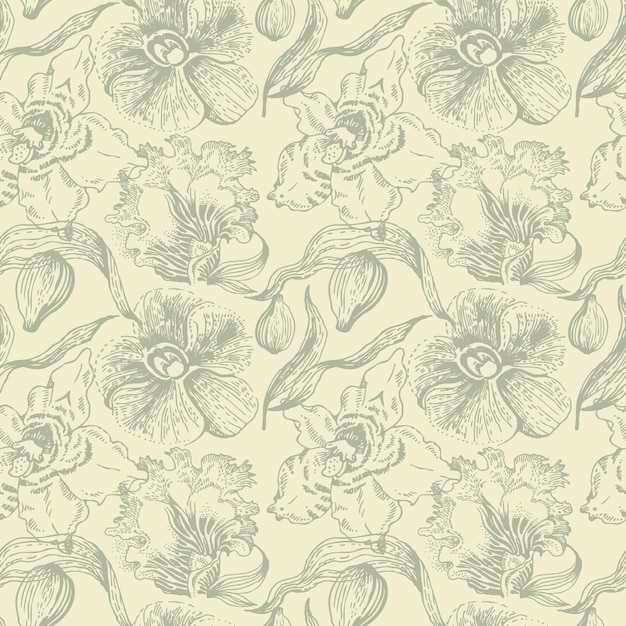 Seamless floral pattern with orchid