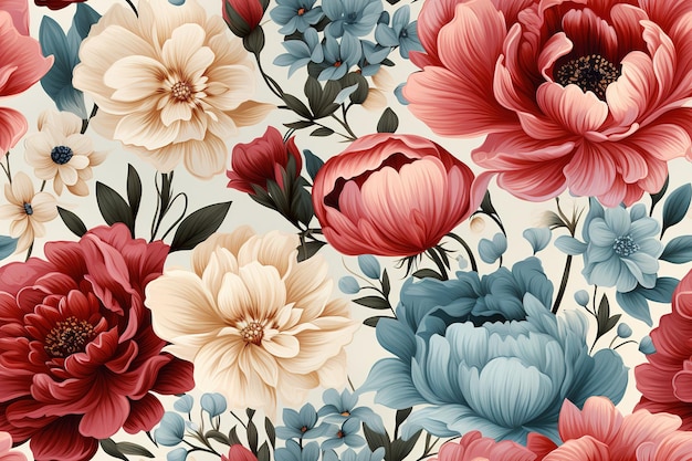 Seamless floral pattern with pink anemones Vector illustration