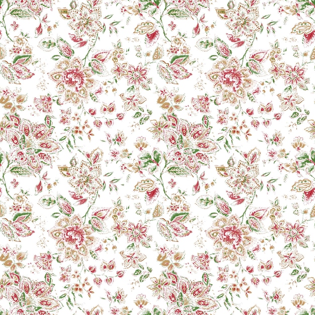 Seamless floral pattern with a pink flower on a white background