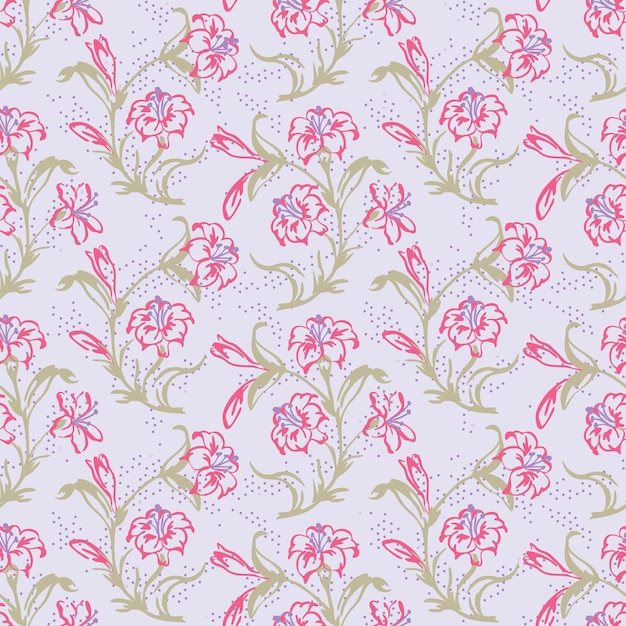 seamless floral pattern with pink flowers.