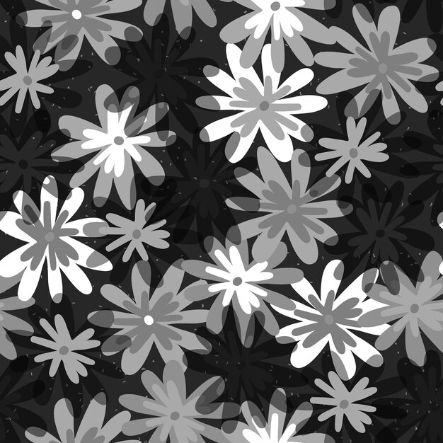 Seamless floral pattern with simple flower Abstract monochrome background