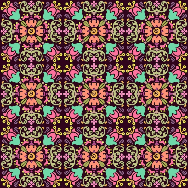 Seamless floral pattern with smooth color background