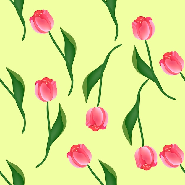 Vector seamless floral pattern with tulips