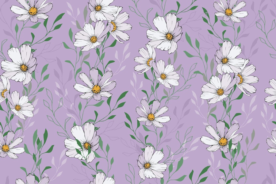 Premium Vector | Seamless floral pattern with white flowers.