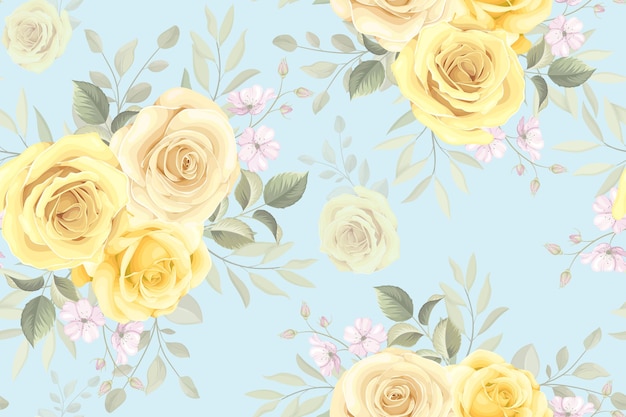 Seamless floral pattern with yellow rose