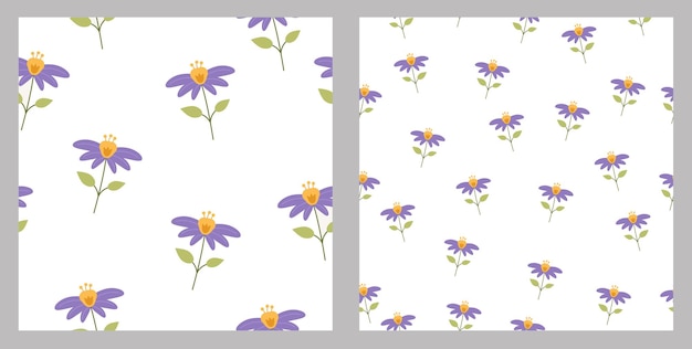 Seamless floral patterns. large flowers and small. purple\
color.