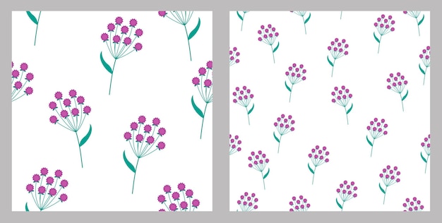 Seamless floral patterns. large flowers and small. Purple color.