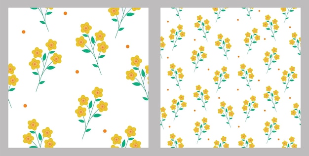 Seamless floral patterns. large flowers and small. Yellow color.