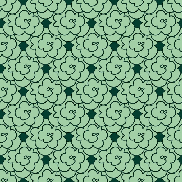 Vector seamless floral rose flower pattern in cartoon doodle style.