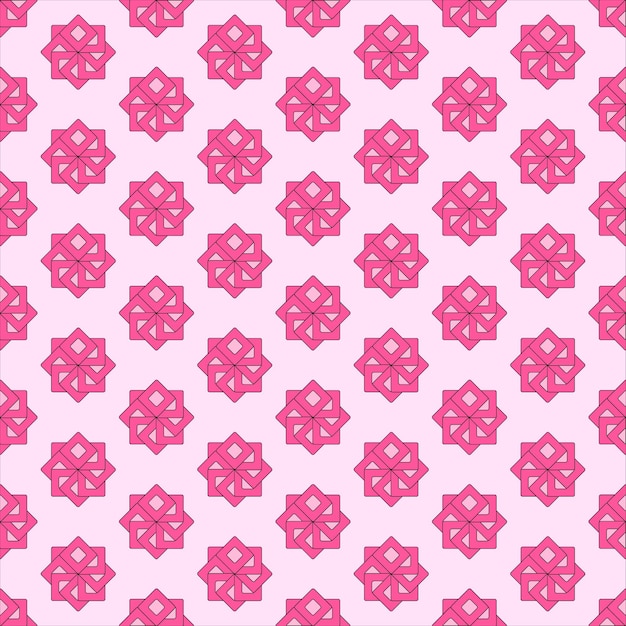 Seamless Floral Square Shape Pattern Pink Background