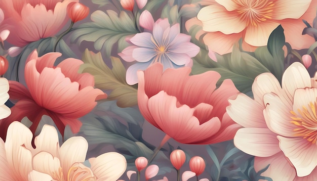 Vector seamless flower floral patterns