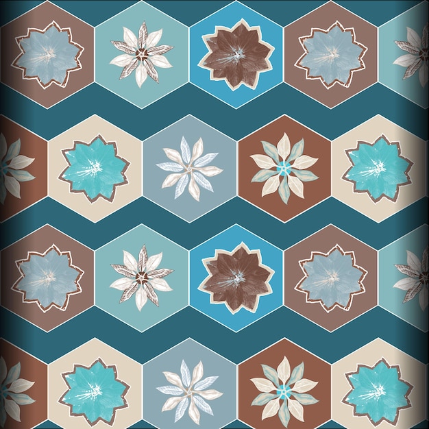 Vector seamless flower hexagonal print