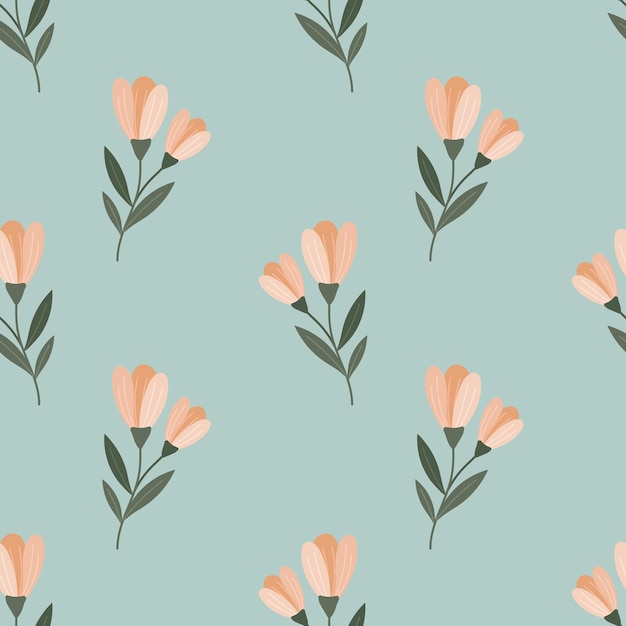 Seamless flower illustration pattern in flat style