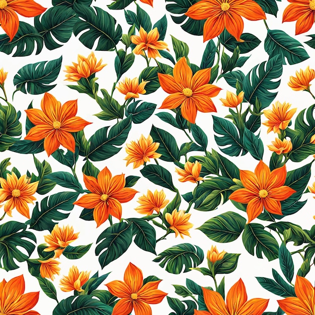 seamless flower natural pattern background illustration with leaf and botanical elements