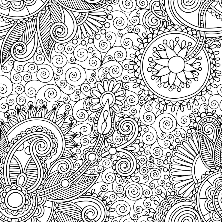 Vector seamless flower paisley design background