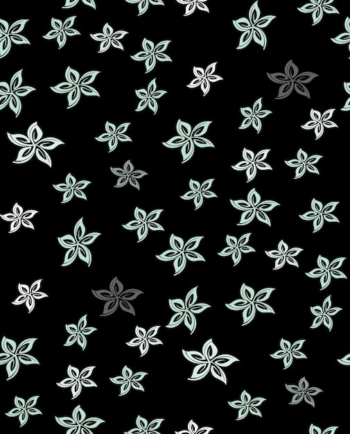 Seamless flower pattern on black background