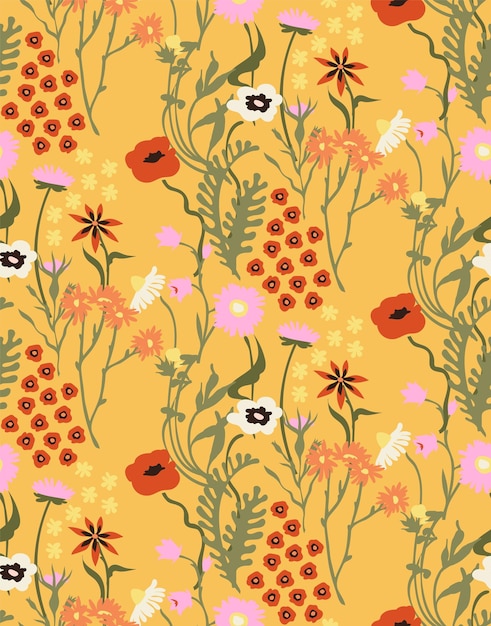 Seamless flower pattern isolated on background. Vector illustration