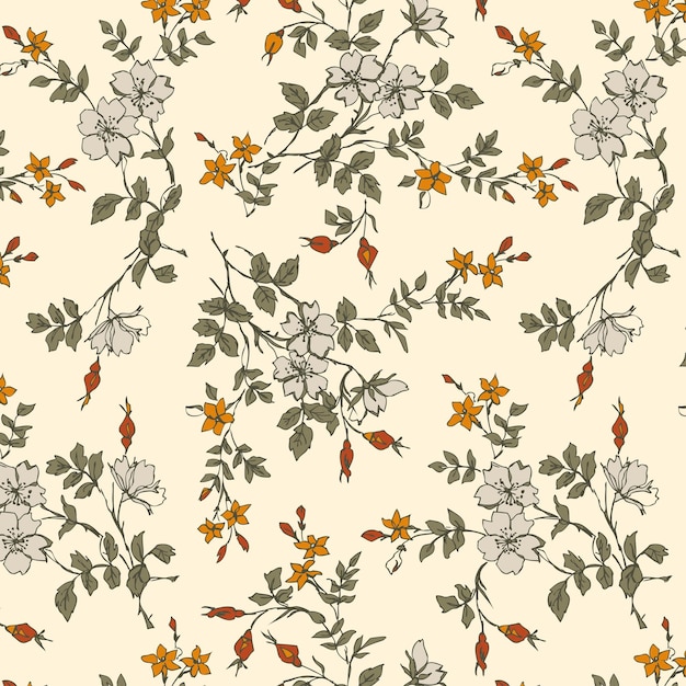 Seamless flower pattern and textile allover design With Background