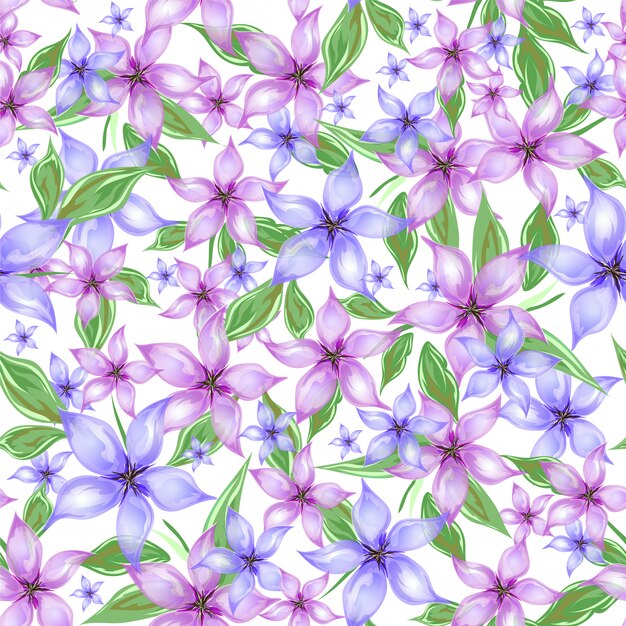 Vector seamless flowers background.