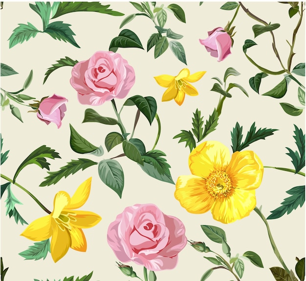 seamless flowers illustration pattern