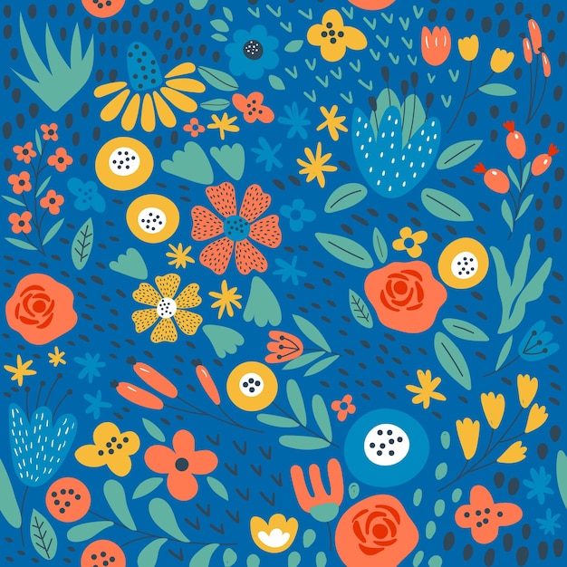 Seamless flowers pattern Vector illustrations