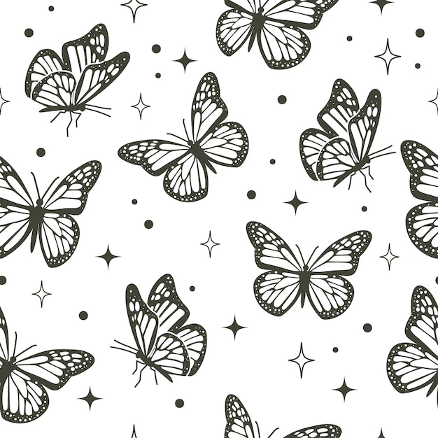 ベクトル シームレスな空飛ぶ蝶のパターン