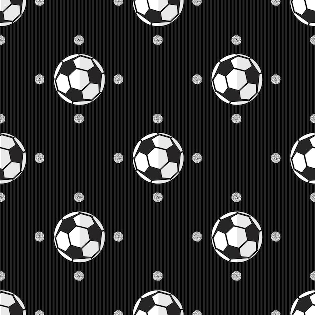 ベクトル ストライプの背景にシルバードットの輝きのパターンとシームレスなサッカー