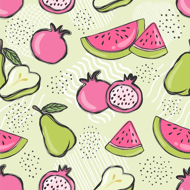 Seamless fruit pattern.