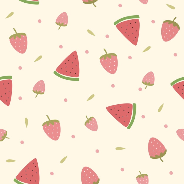 Seamless Fruit strawberry and watermelon