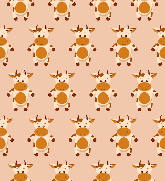 Seamless funny pattern with doodle cartoon cow eps 10