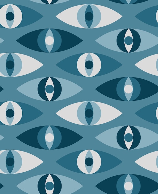 Seamless geometric Bauhausstyle pattern in teal for decoration and fabrics