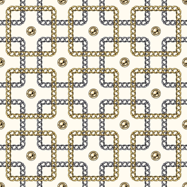 Seamless geometric chain pattern with squares