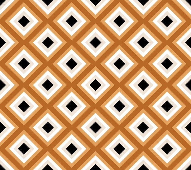 Vector seamless geometric pattern on beige with brown black and white rhombs