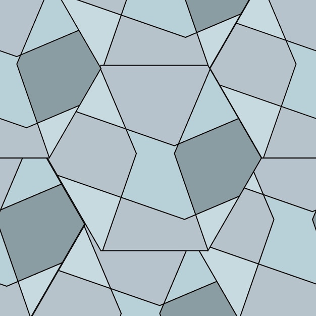 Vector seamless geometric pattern of blue and gray tiles